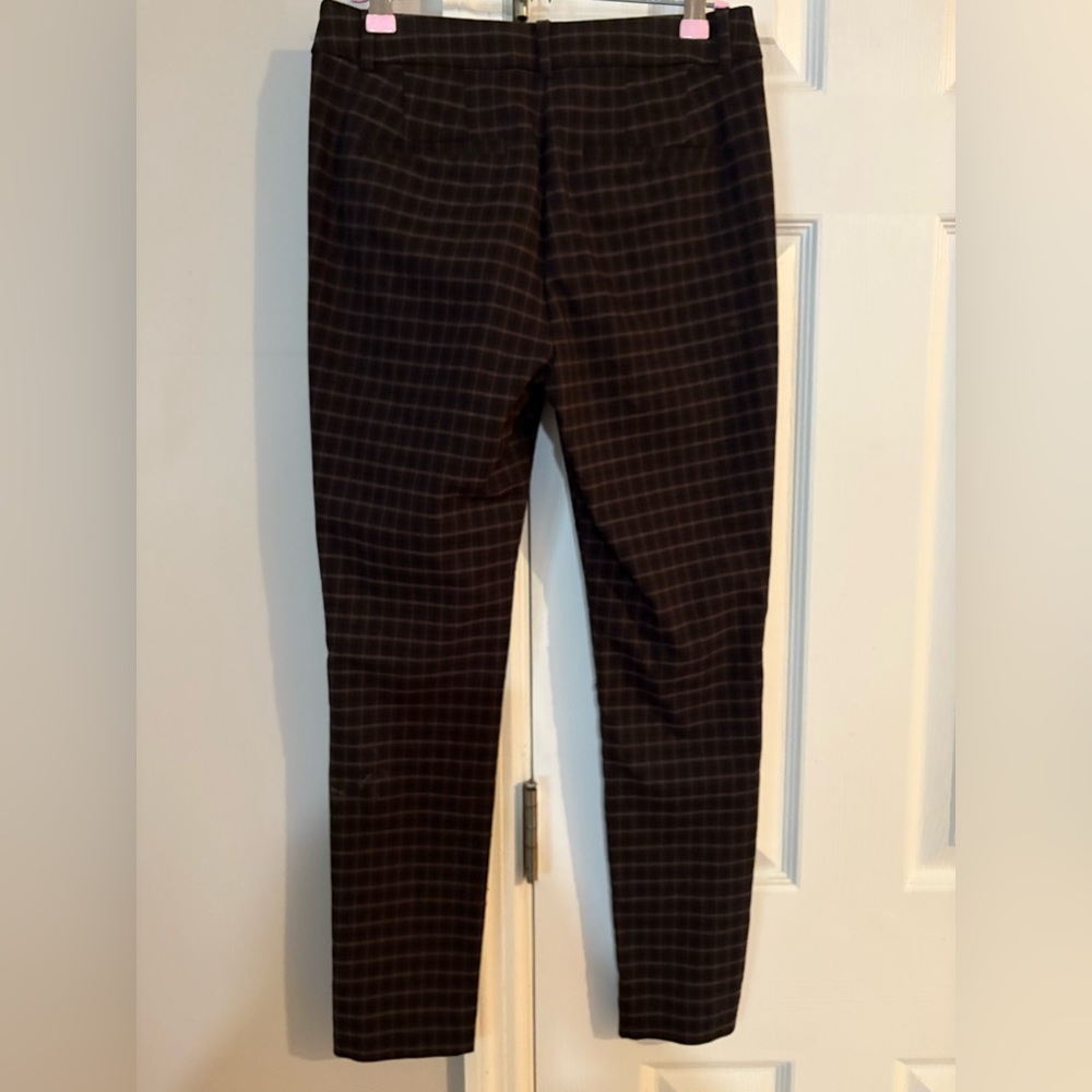 LOFT Womens Petite Dark Brown / Black Plaid High Waist Skinny Pants